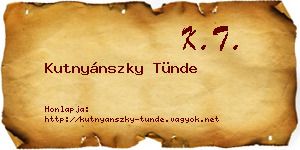 Kutnyánszky Tünde névjegykártya